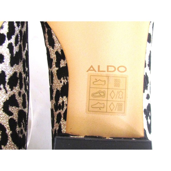 Designer Aldo Shimmer Animal Print Black /Silver Pointed Toe Flats Size  8.5 M - Picture 10 of 16